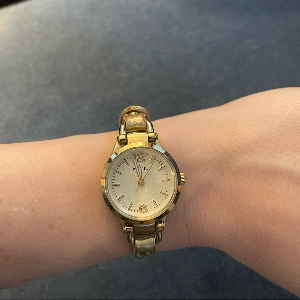 Fossil Gold Leather Watch